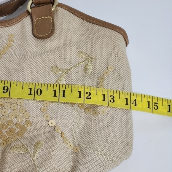 VINTAGE Linen Sequin Shoulder Bag - Picture 7 of 13